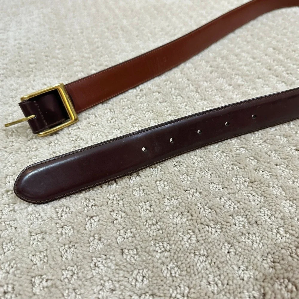 Coach Leather Belt Mens 42 Brown Calfskin Solid Brass Buckle Dress Classic 5963